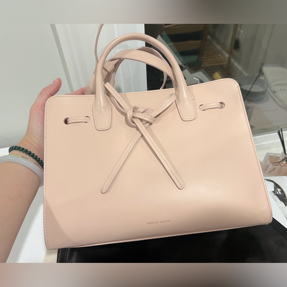 Mansur Gavriel Sun bag Large Calf Leather Rosa (Rose) color Pink with Bow